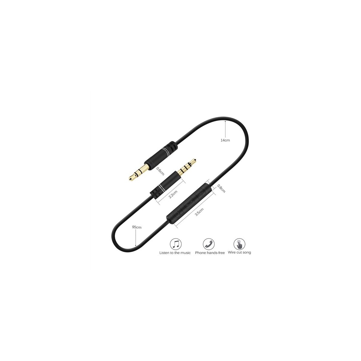3,5mm Audiokabel med mikrofon/volumkontroll