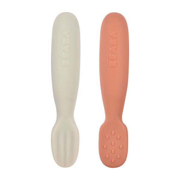 Beaba Oefenlepels – Siliconen – Set van 2 – Terracotta