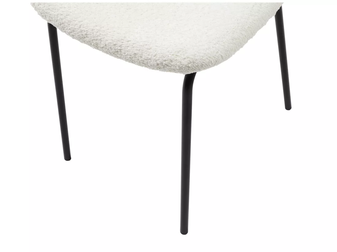 Lot de 2 chaises en tissu bouclette et métal noir - Crème - BEJUMA