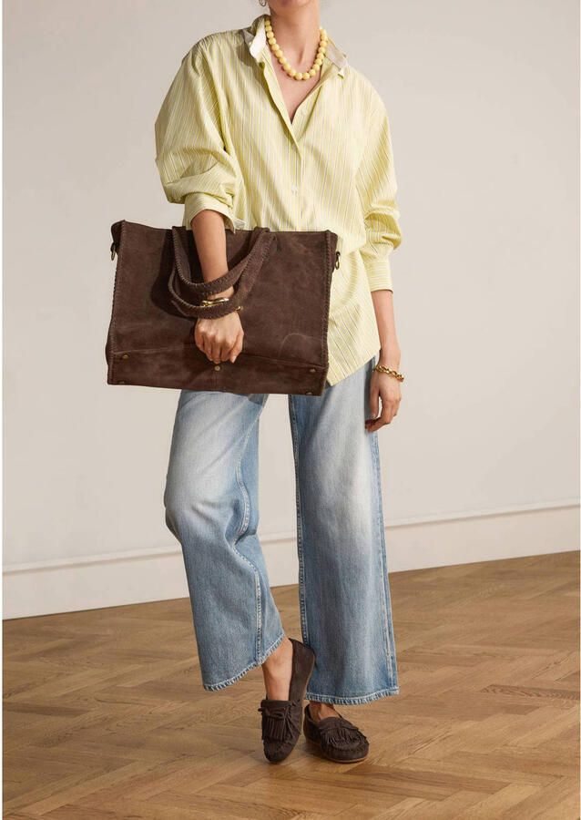 Manfield Dames Bruine suède loafers