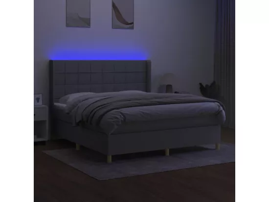 Sommier tapissier et matelas et LED Gris clair 180x200 cm Tissu