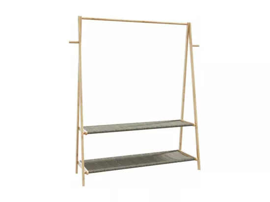 Porte vêtement avec étagères 132x45,5x150,5 cm bambou