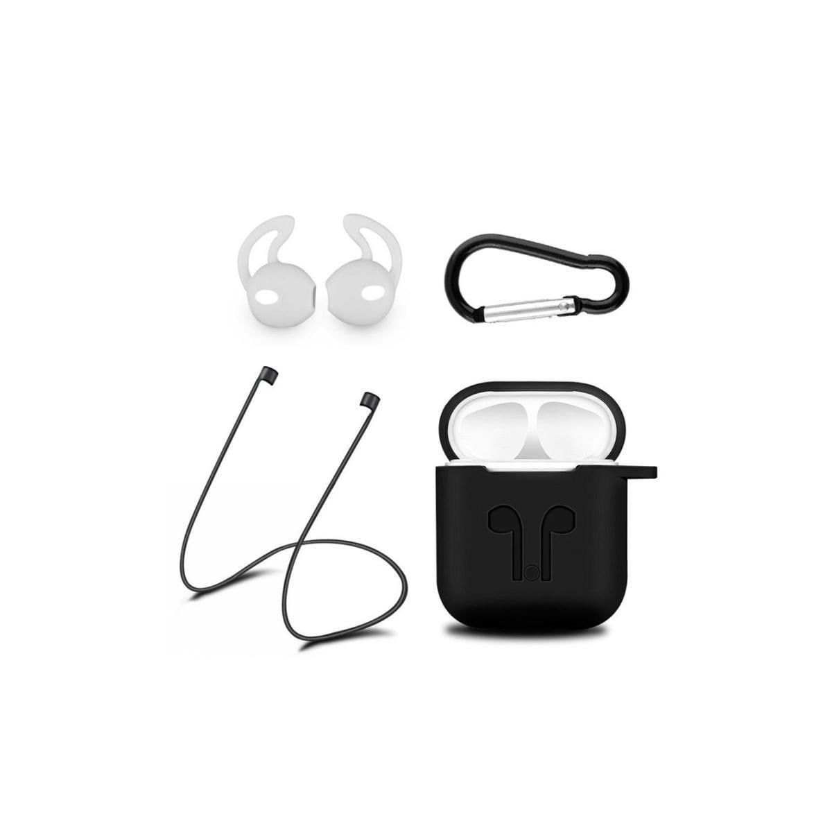 Silikonsett for Airpods, silikonetui, stropp, ørepropper i silikon, karabinkrok, svar