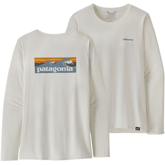Patagonia Capilene Cool Daily Graphic Waters Langarmshirt Boardshort Logo Light Plume Grey White Damen
