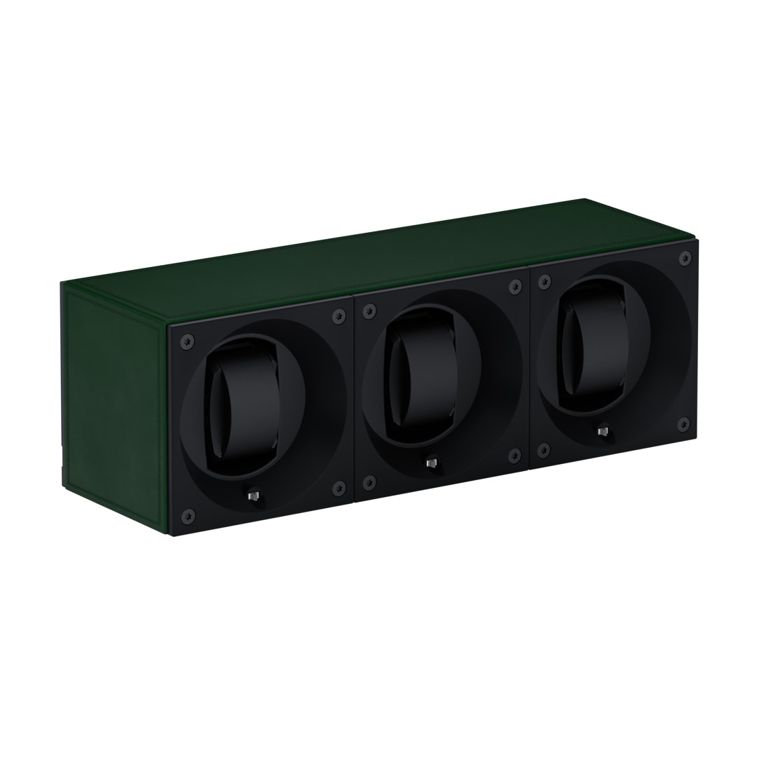 SwissKubik Masterbox Leder Grün - 3 Uhren