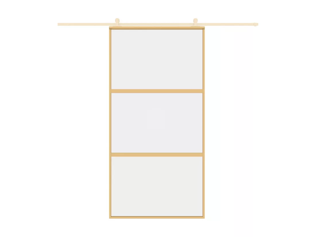Porte coulissante doré 102,5x205cm verre ESG clair et aluminium