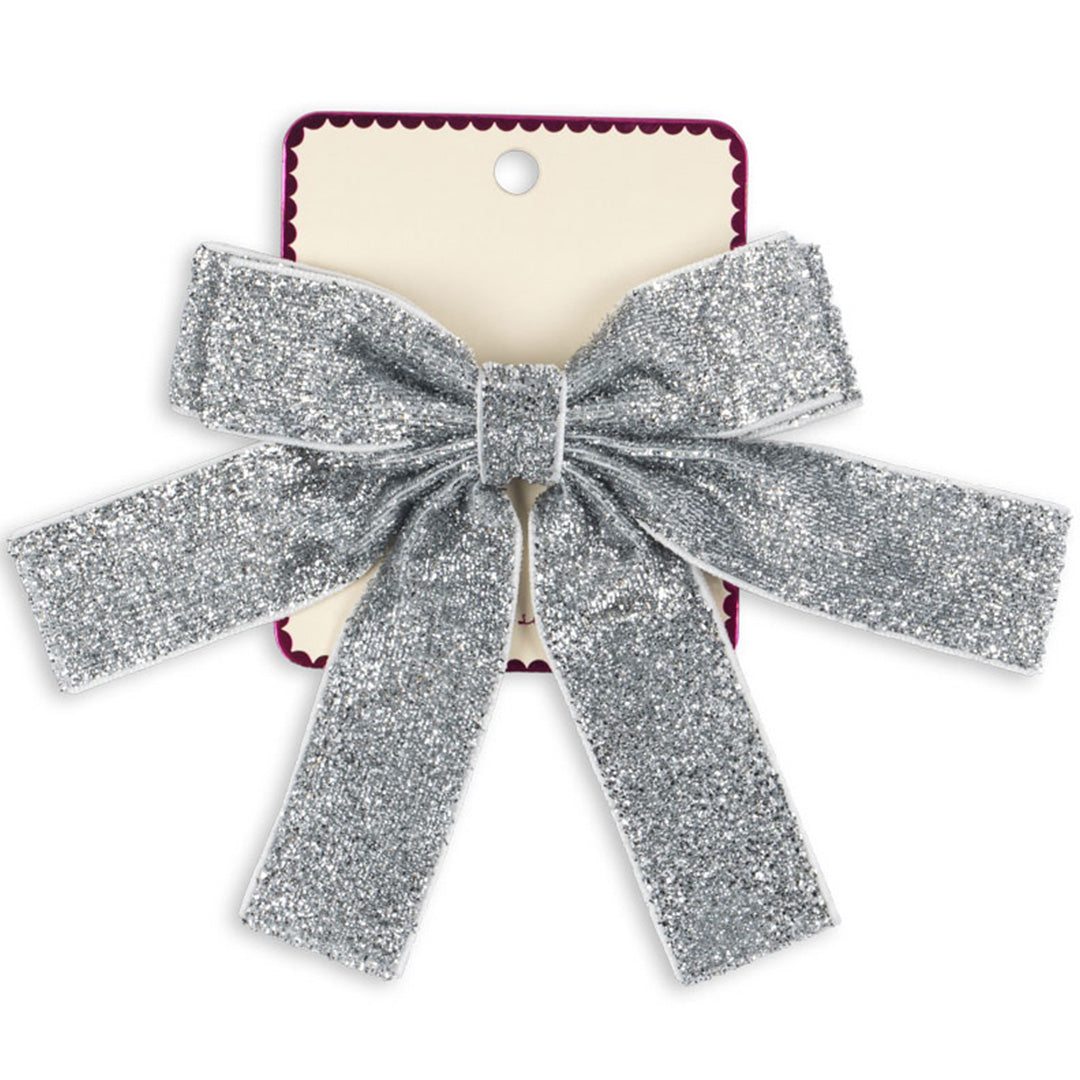 konges sløjd haarclip glitter velvet double bow - silver