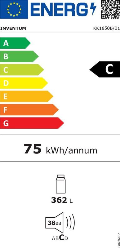 Inventum - KK1850B - Koelkast - Zwart - Vrijstaand - 362 Liter - Energielabel C
