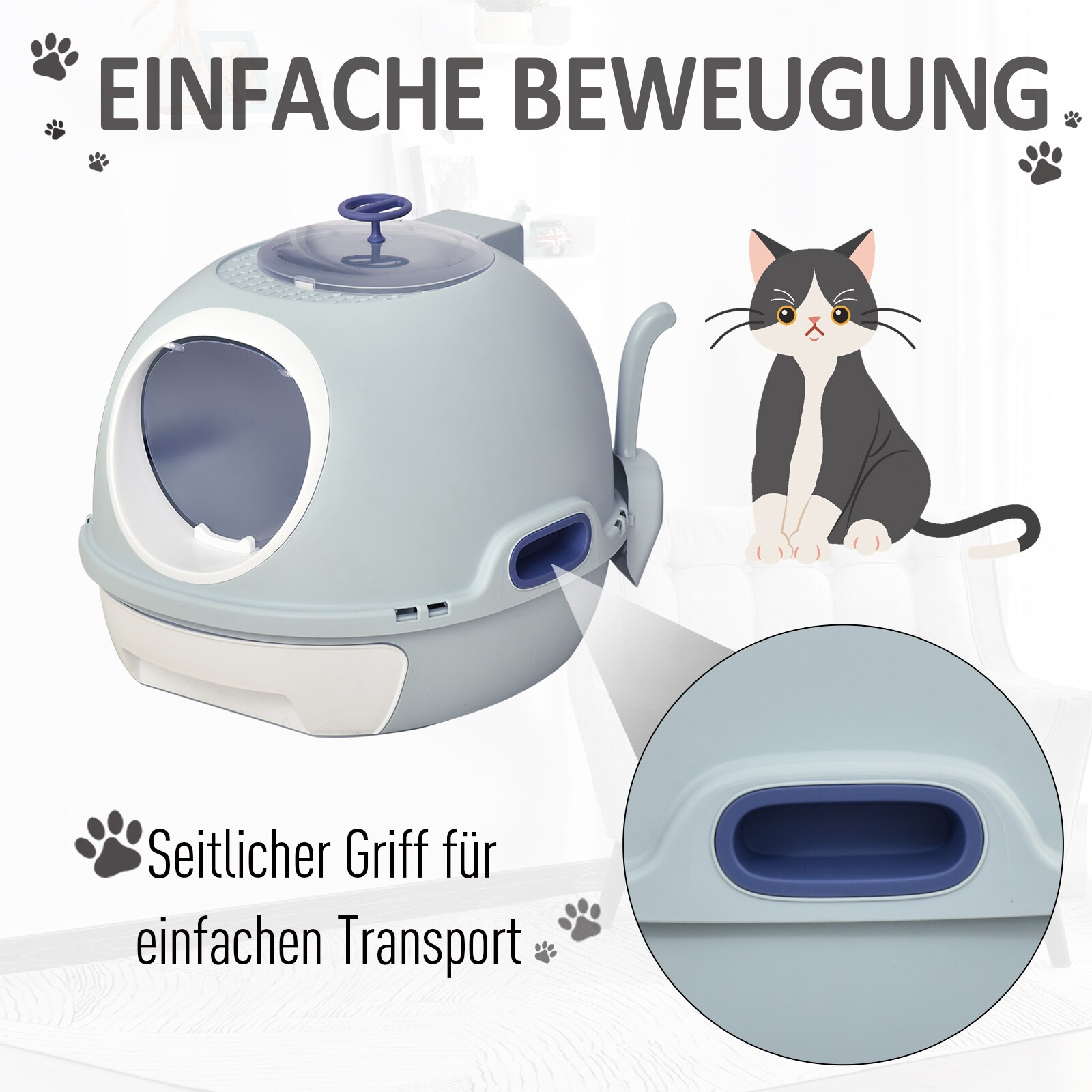 PawHut Katzentoilette mit Katzenklappe 47 x 55 x 44 cm (BxTxH)