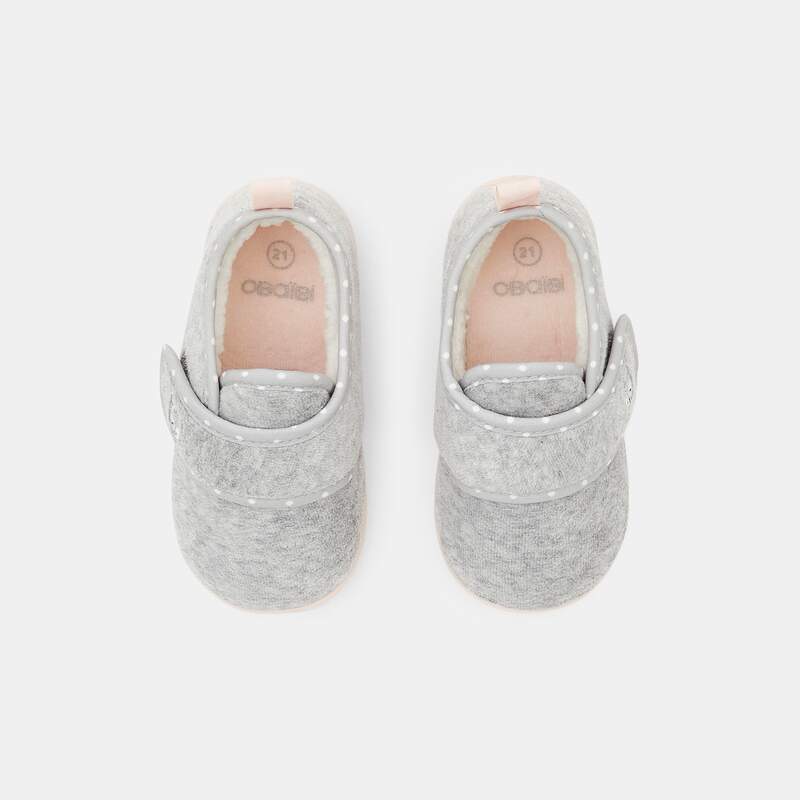 Chausson bottillon fourré gris bébé fille