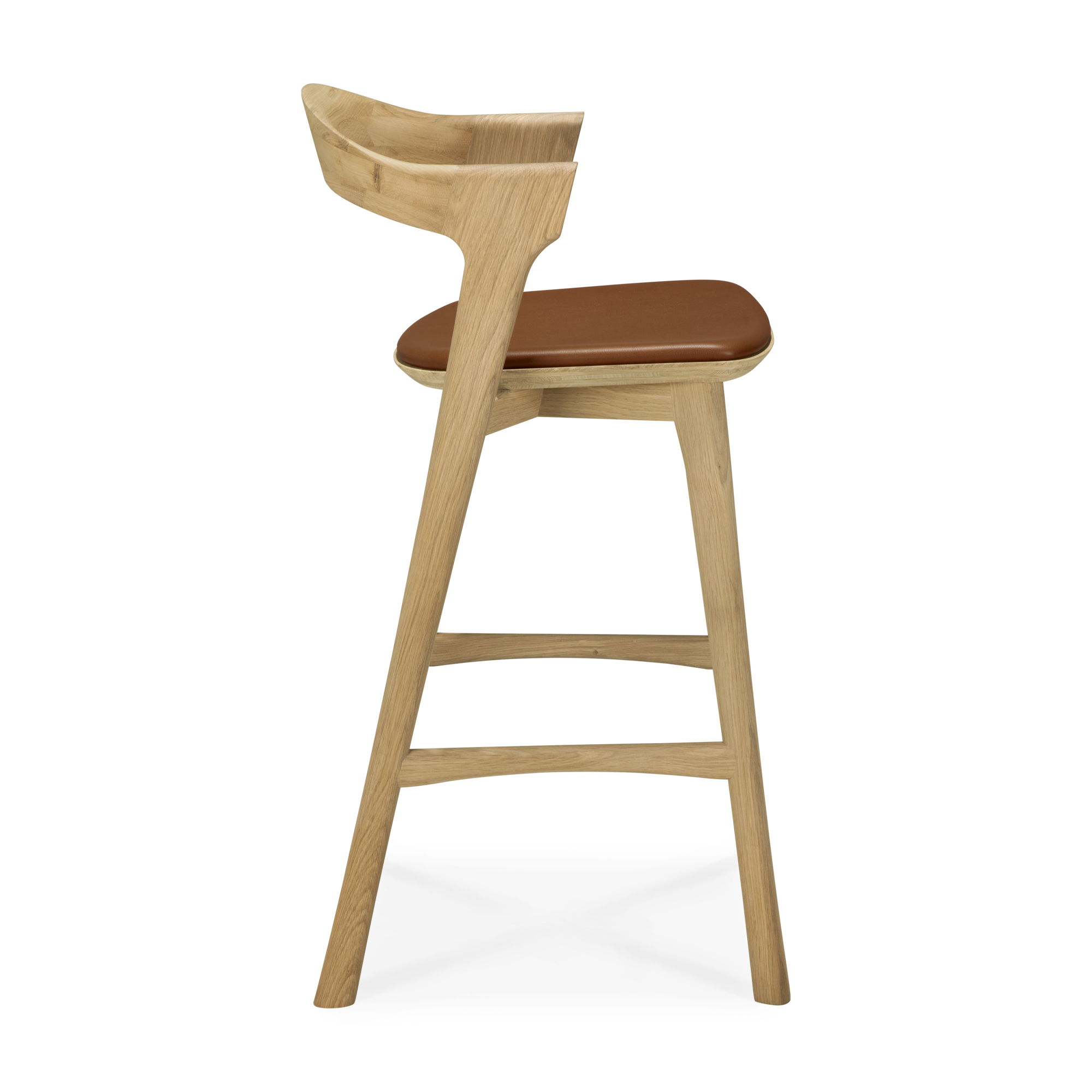 Barstoel Bok gelakt eiken/cognac leer 66 cm