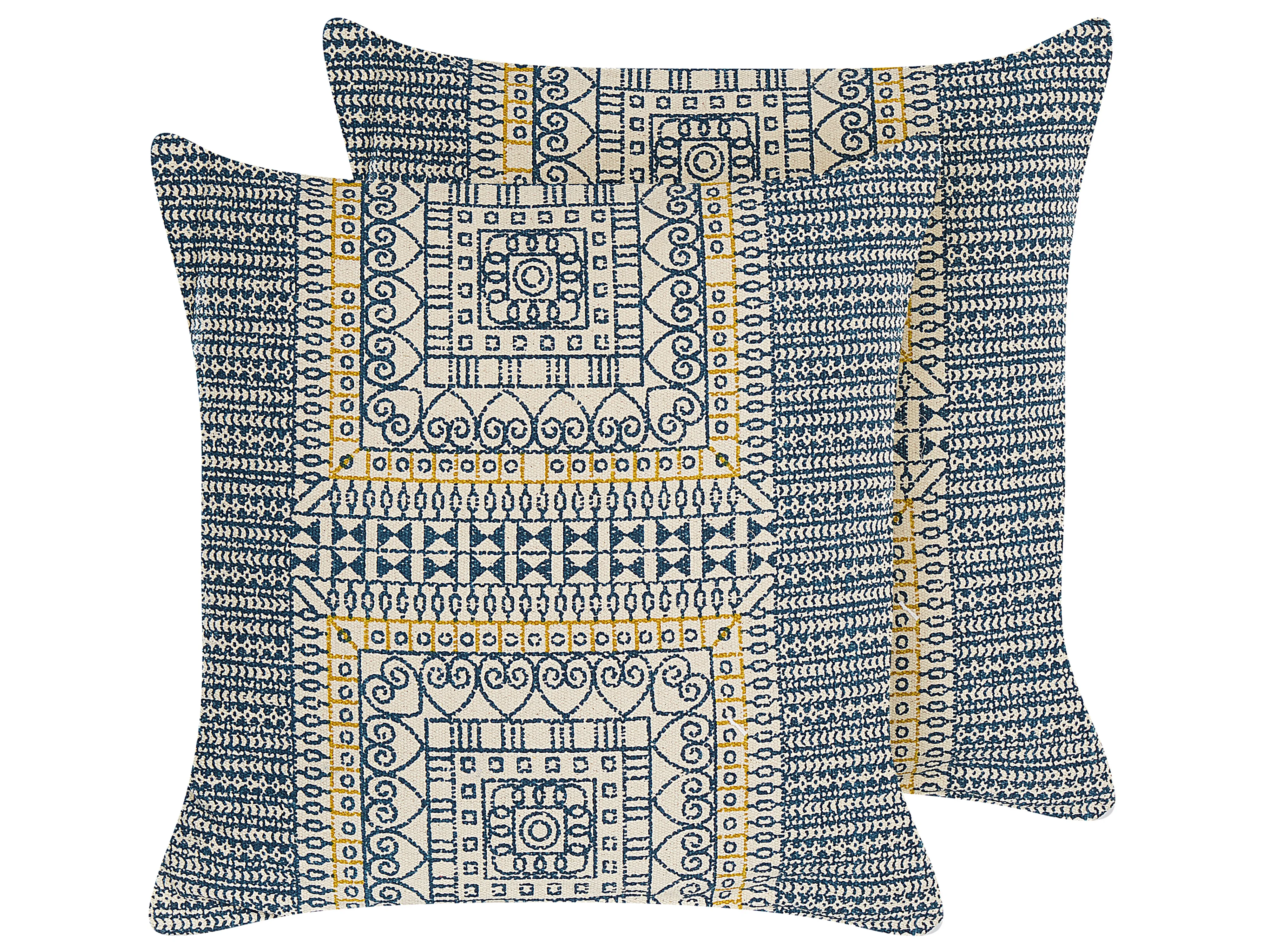 Set van 2 sierkussens SIDI Katoen 50 x 50 cm Blauw geometrisch patroon