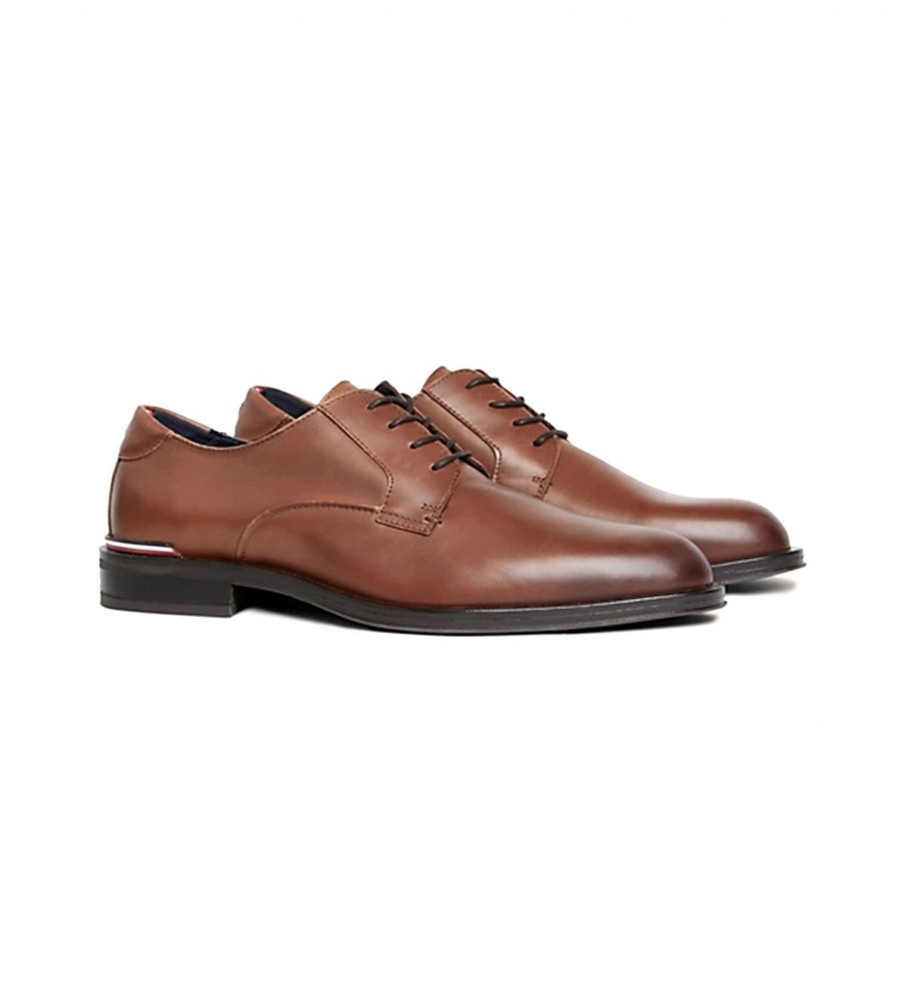 Sapatos Derby de couro marrom Tommy Hilfiger