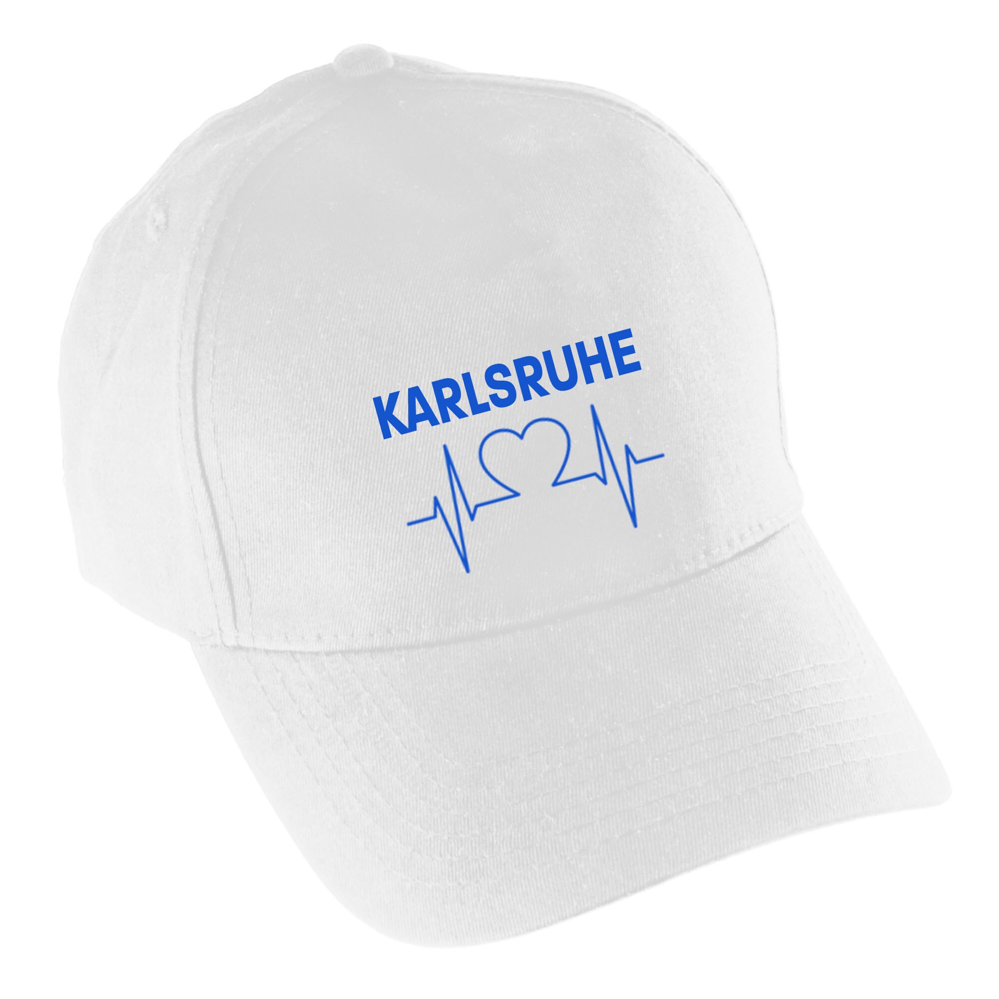 multifanshop® Baseballcap - Karlsruhe - Herzschlag - Druck blau