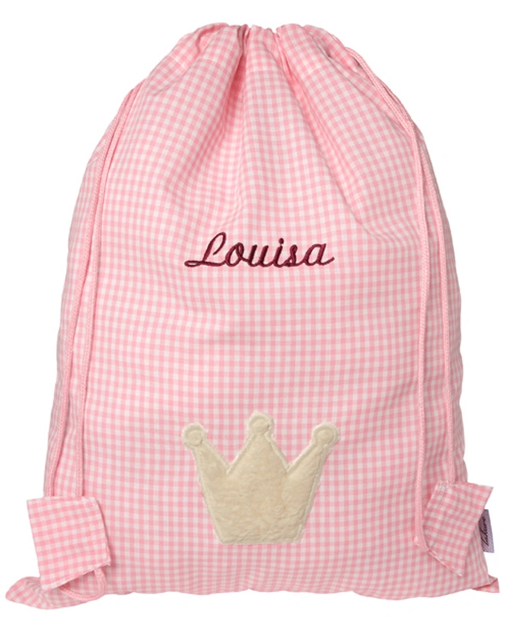 Personalisierter Turnbeutel KRONE rosa (Farbe: hellblau)