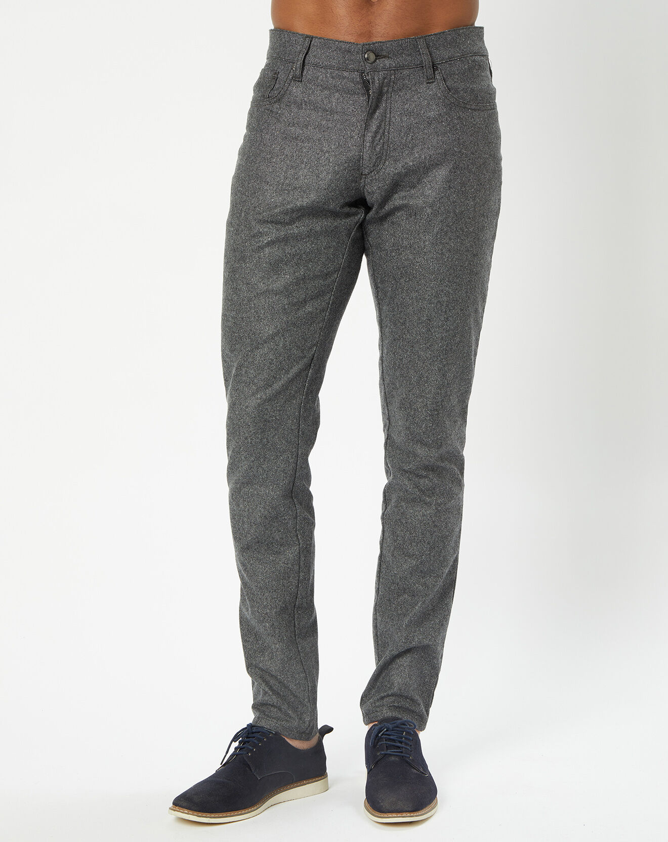 Hackett London Pantalon en Laine mélangée Flanelle moulinée gris