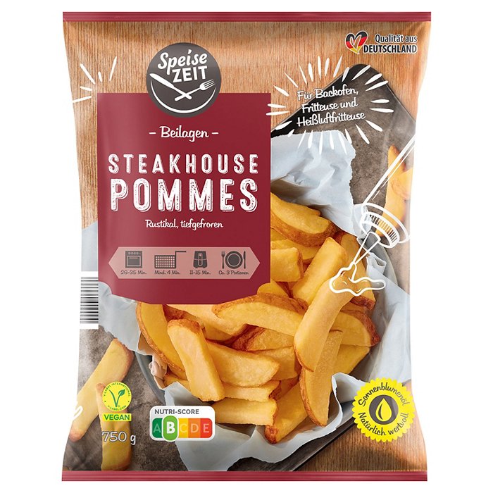 SPEISEZEIT Steakhouse Pommes 750 g, Rustikal