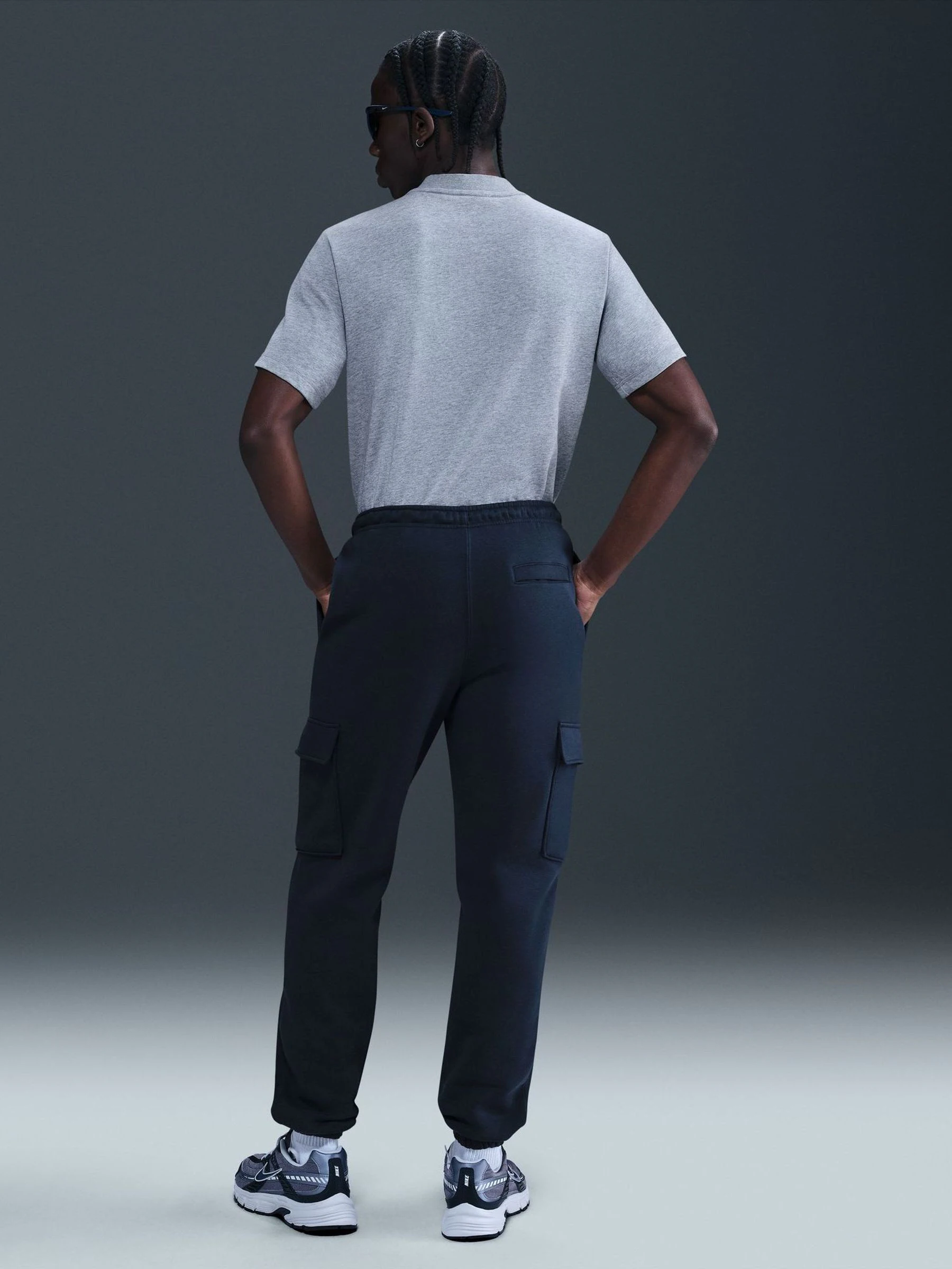 Marineblauwe Obsidian - Nike Club cargojoggingbroek van fleece