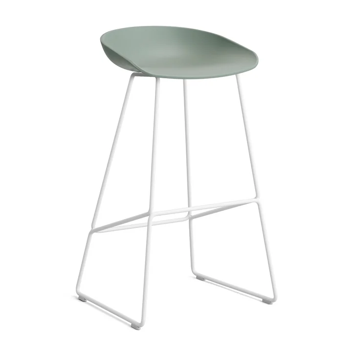 HAY - About A Stool AAS 38 Barhocker H 85, weiss / fall green 2.0 (Filzgleiter)