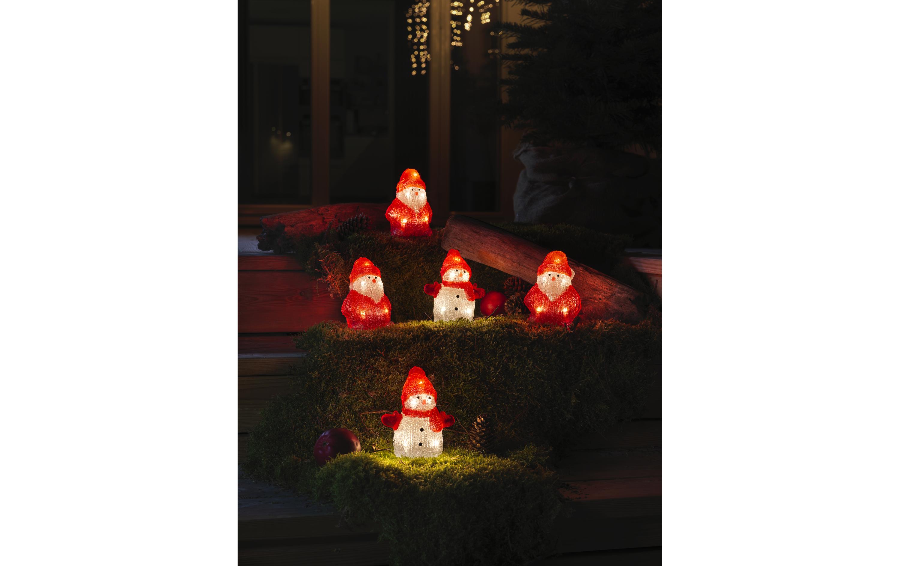 LED-Figur Acryl Schneemänner & Santas, 5er SetWeihnachtsfigur