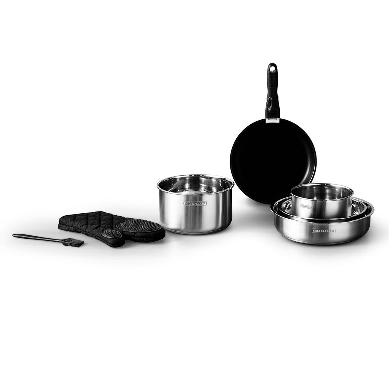 Kitchencook Batterie de cuisine grise - 8 pièces