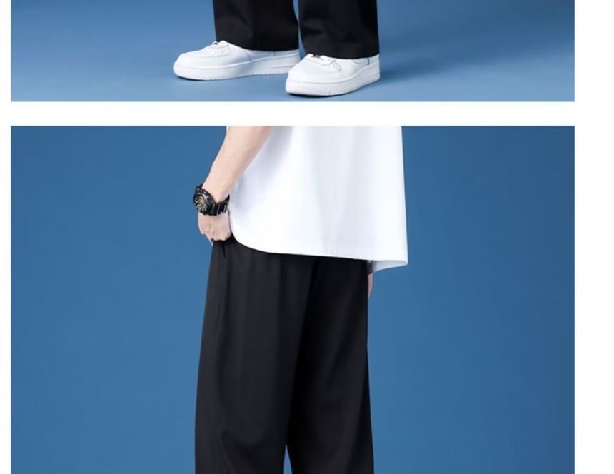 farrahces - Mid Rise Plain Cropped Wide Leg Pants