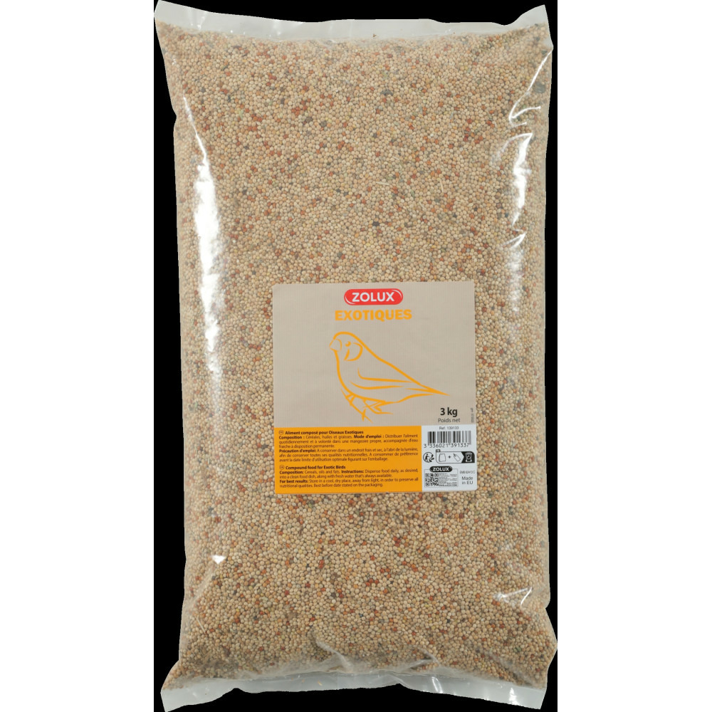 Graines pour oiseaux exotiques sac de 3 kg pour oiseaux