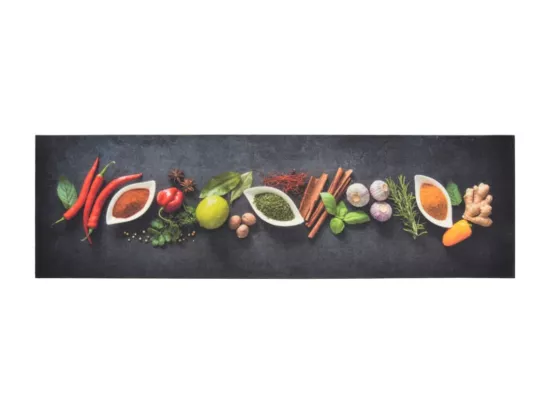 Tapis de cuisine lavable impression d'épices 45x150 cm velours