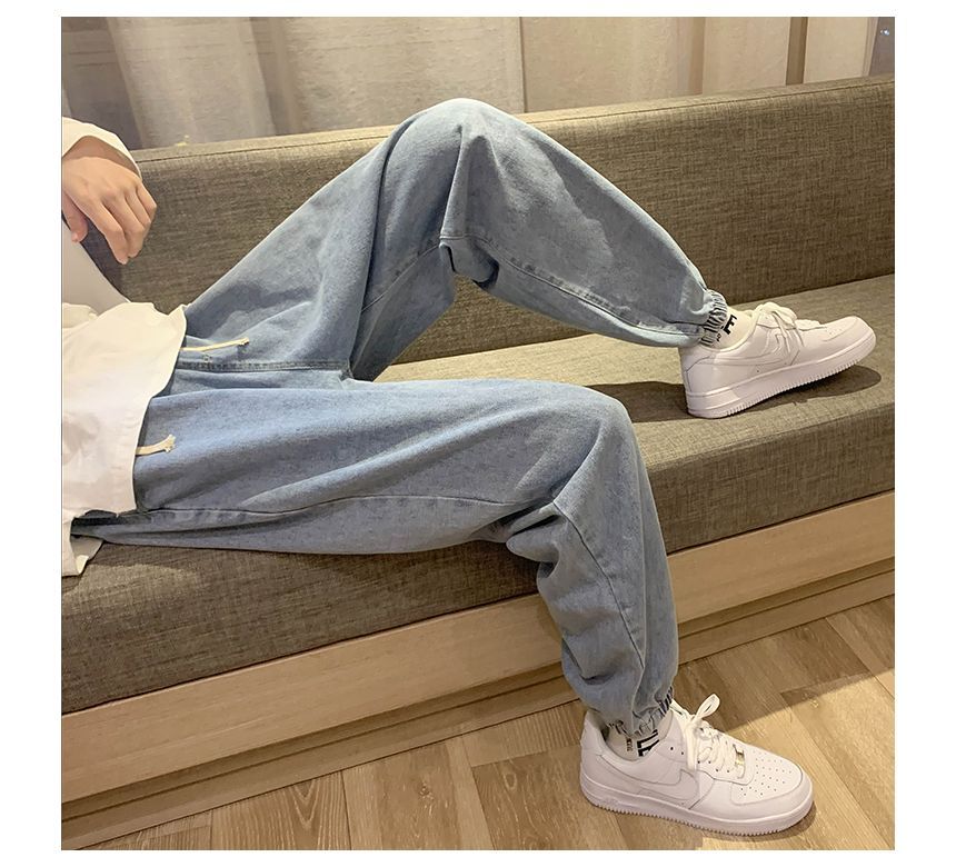 AXEN - Denim joggingbroek met hoge taille