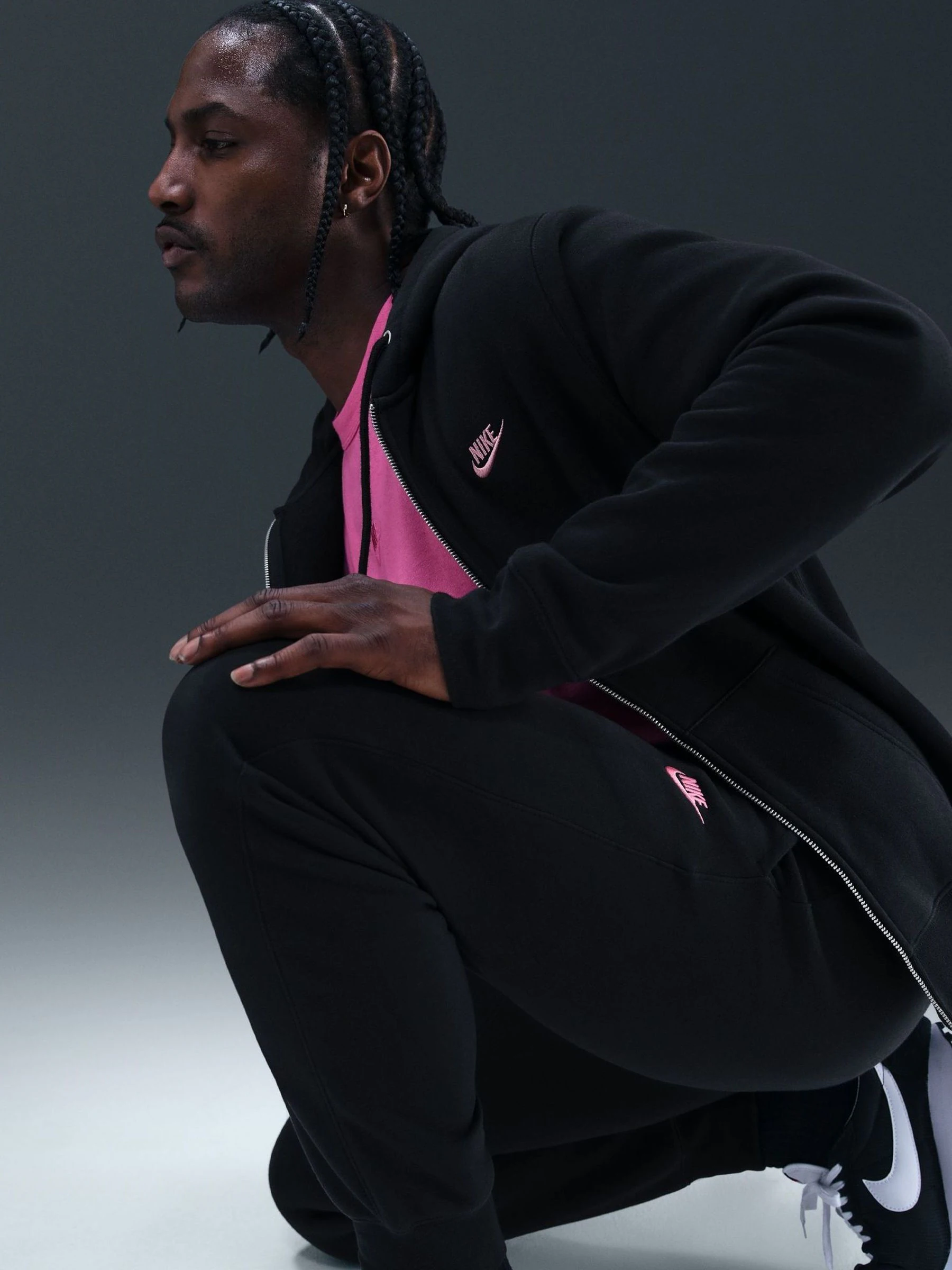 Zwart & roze - Nike Club fleece joggingbroek