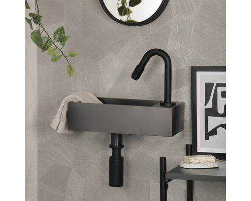 Verschil Handwasbak HURA L 40 x 22 cm Materiaal roestvrij staal Gun Metal 38.101.86