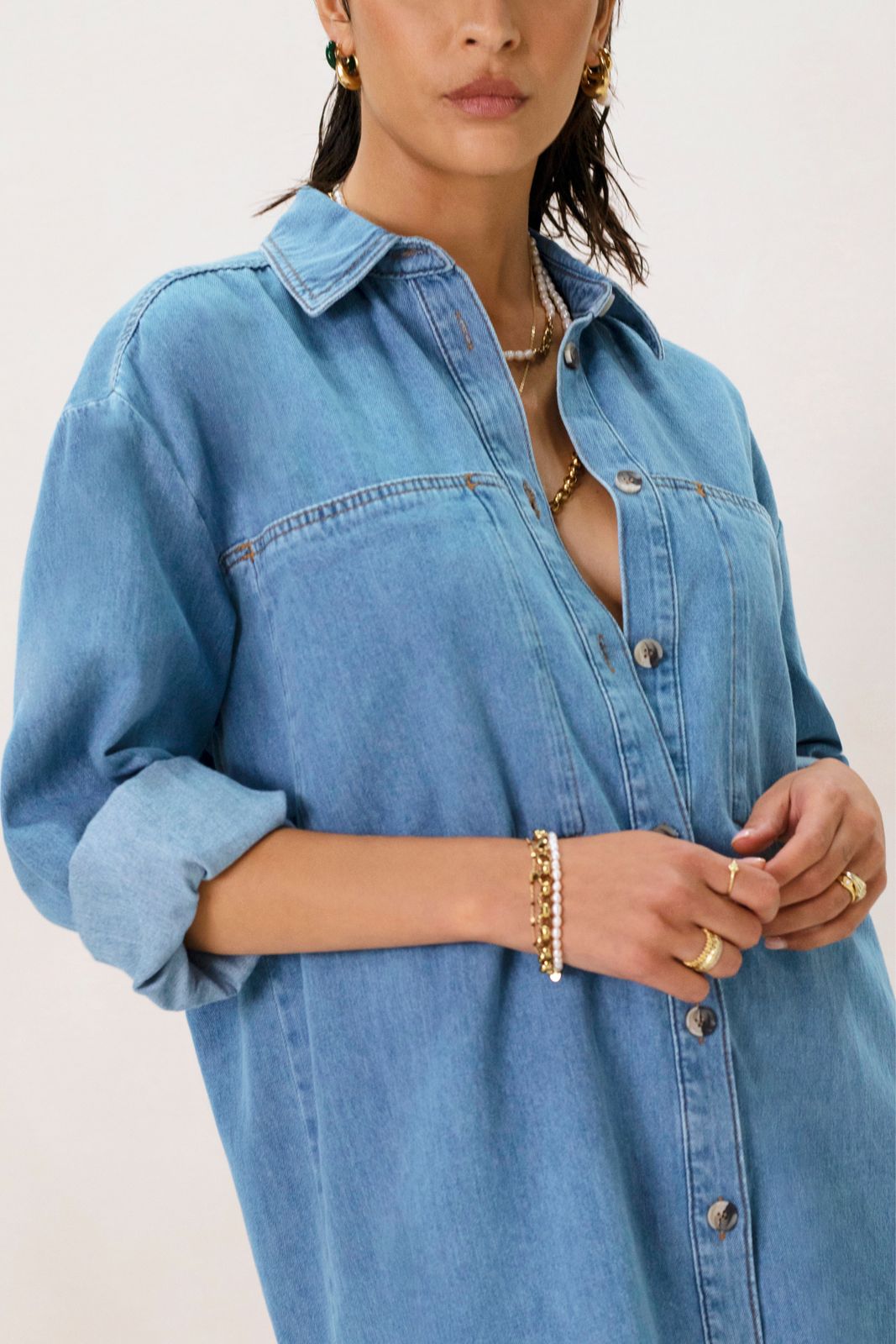 Denim jurk met zakken