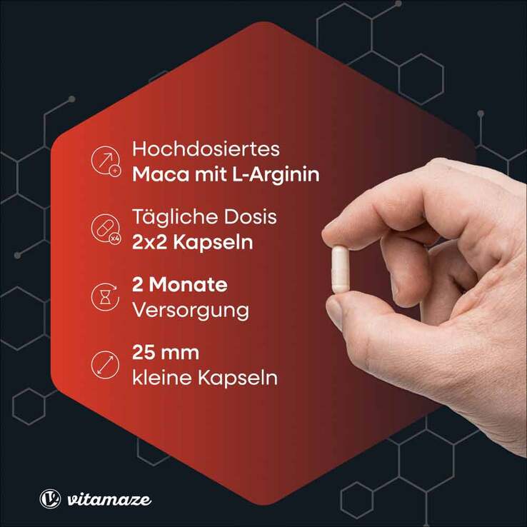 Maca 4:1 hochdosiert + L-Arginin Kapseln, 240 St