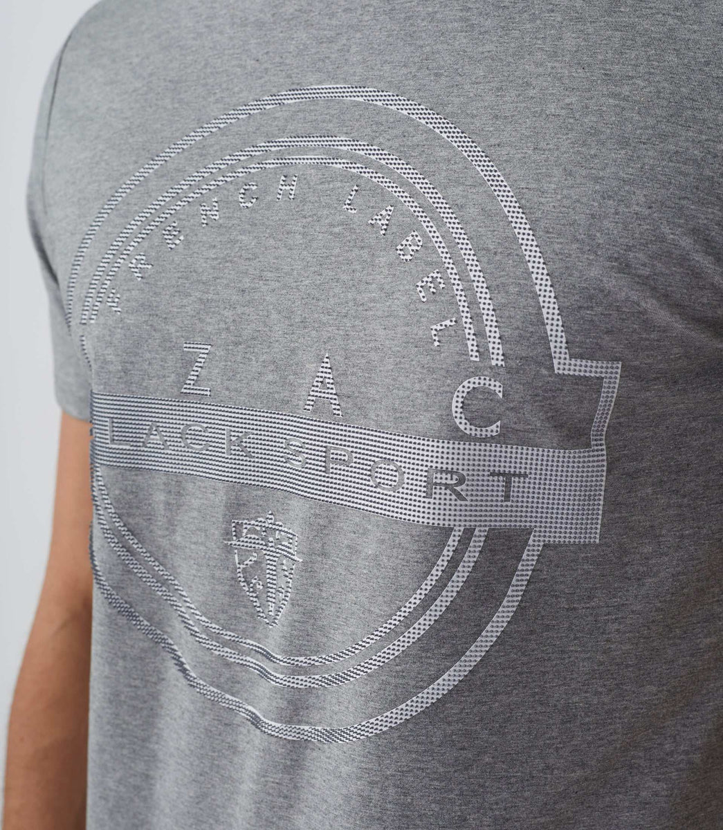 T-shirt col rond avec logo gris chiné 