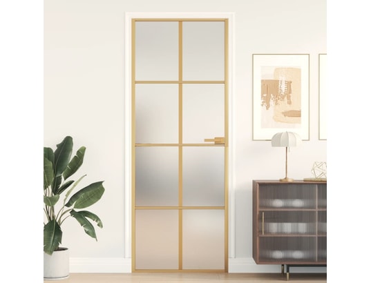 VIDAXL - Porte verre Porte intérieure mince doré 76x201,5 cm verre trempé alumini...