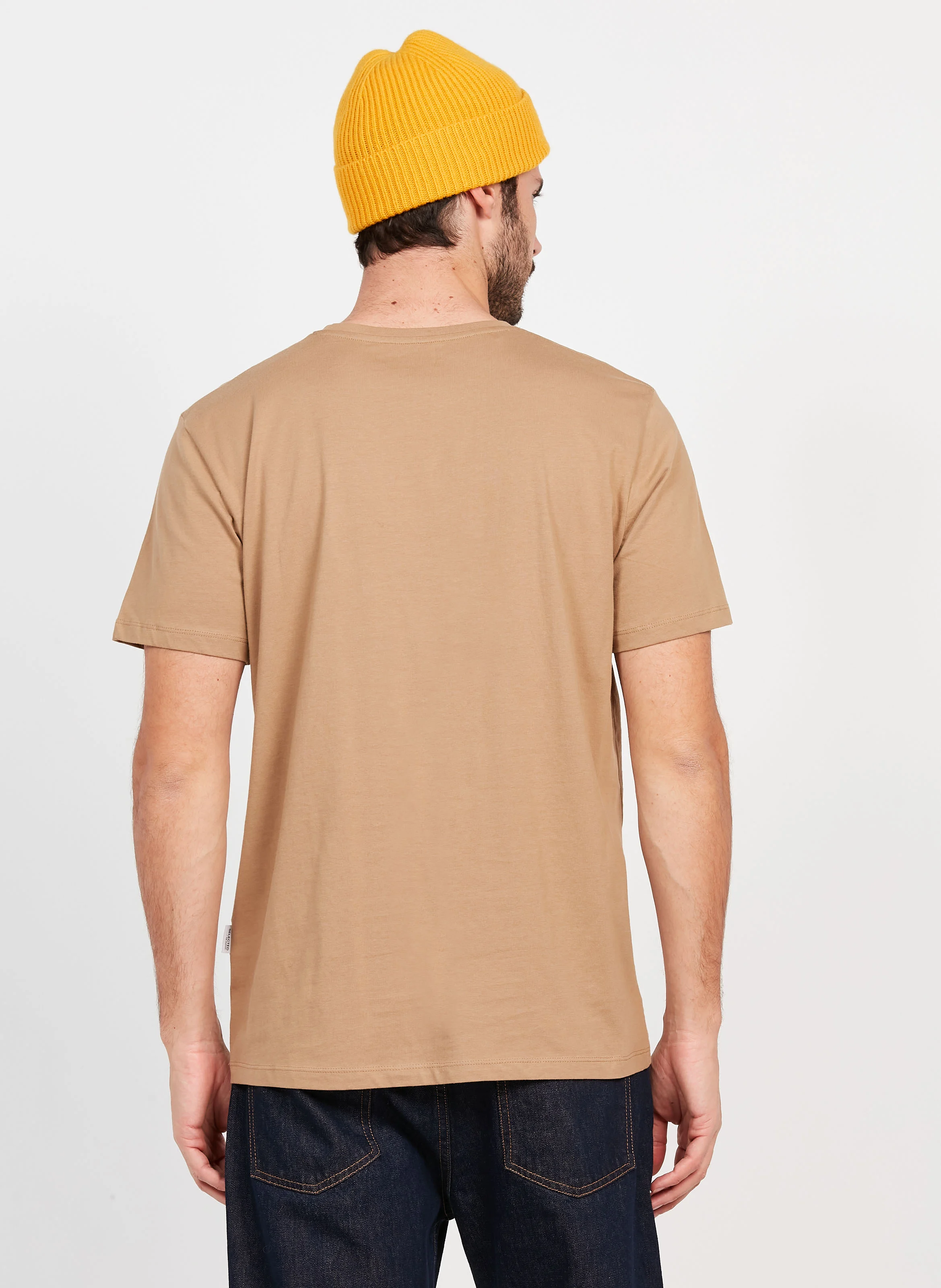 Tee-shirt droit col rond en coton | Marron