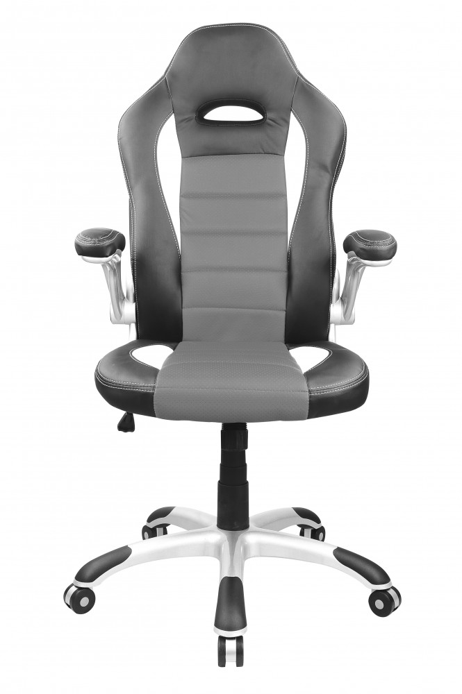 Gaming Stuhl Bürostuhl Leder TURBO grau/schwarz