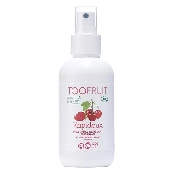 Toofruit Spray Desembaraçante Infantil Kapidoux Morango e Cereja Orgânico 125ml