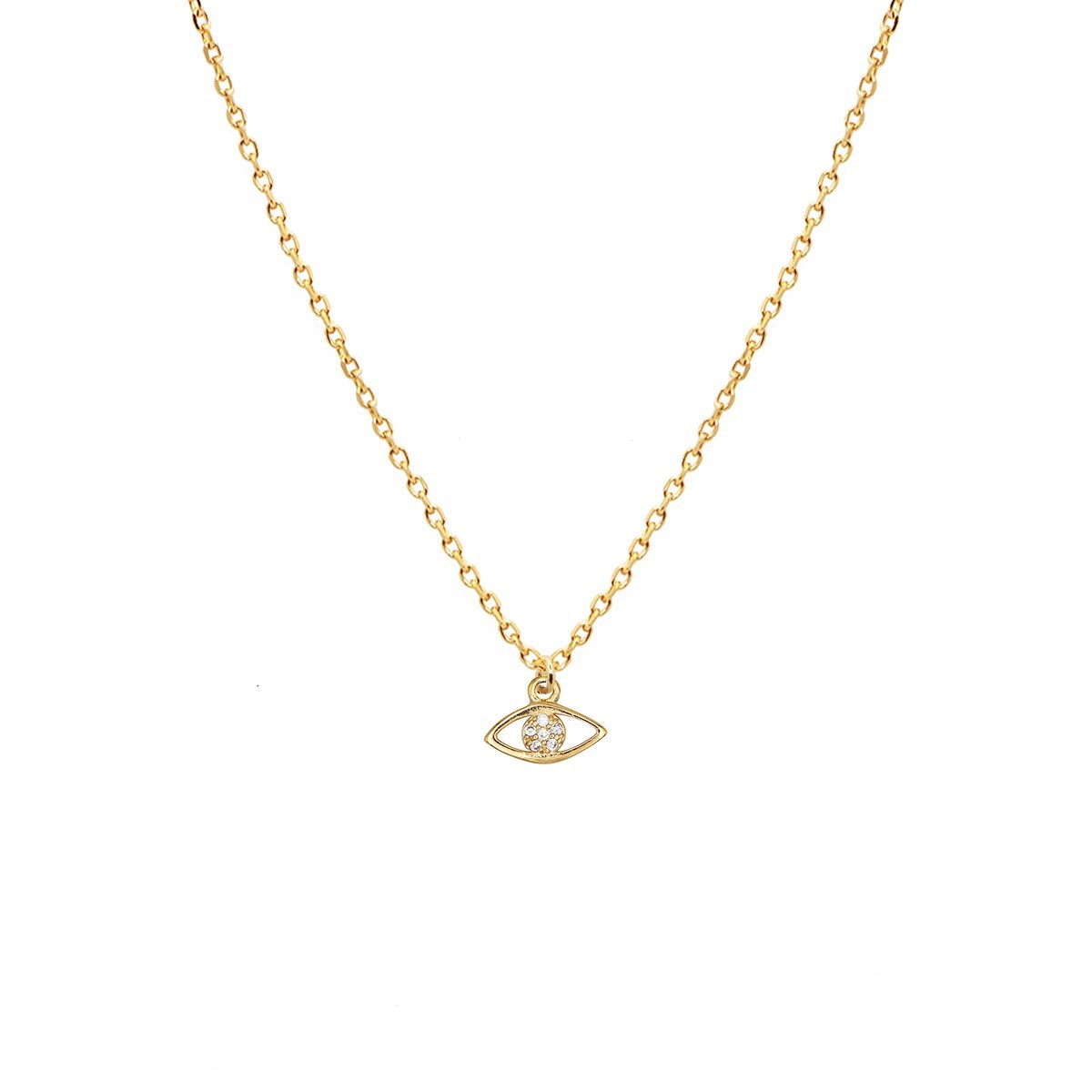 Collier oeil zircons doré à l'or fin 24k LILY