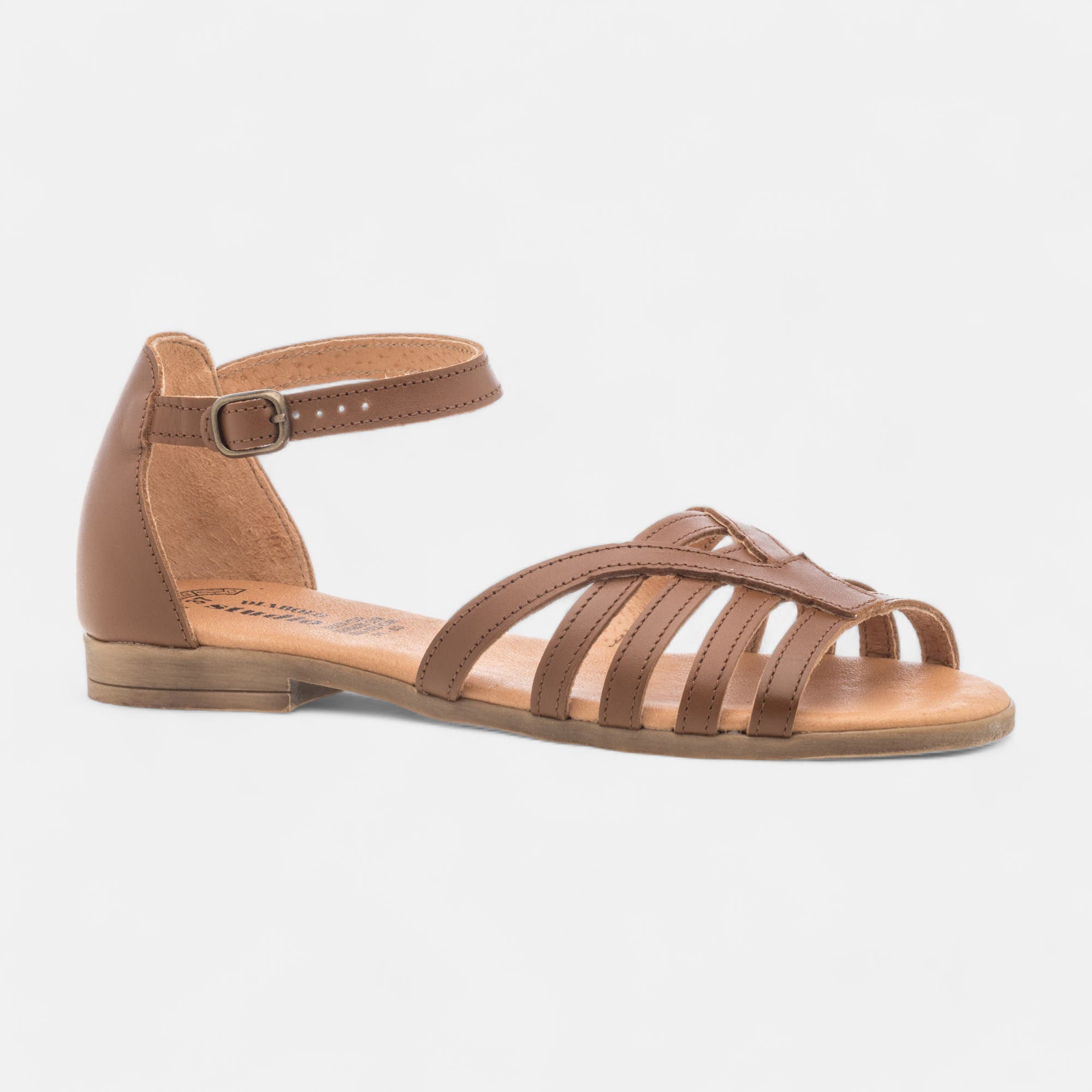 Sandales Femme en cuir cognac