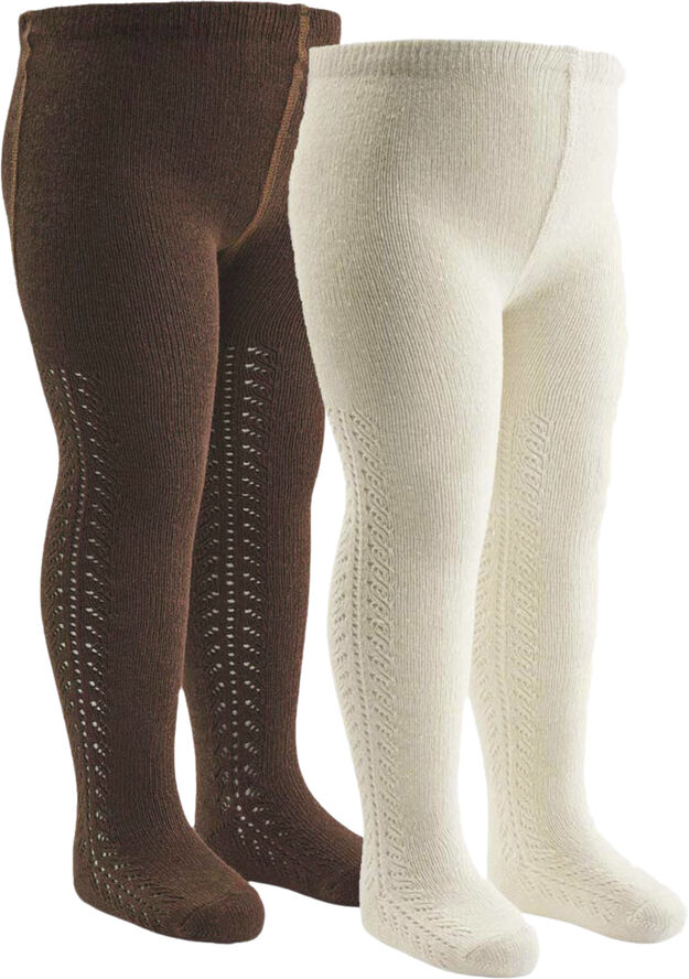 Müsli by Green Cotton Lace stockings baby 2-pack Bark/ balsam cream