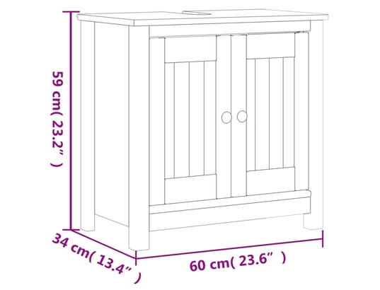 VIDAXL - Meuble de salle de bain berg noir 60x34x59 cm bois pin massi...