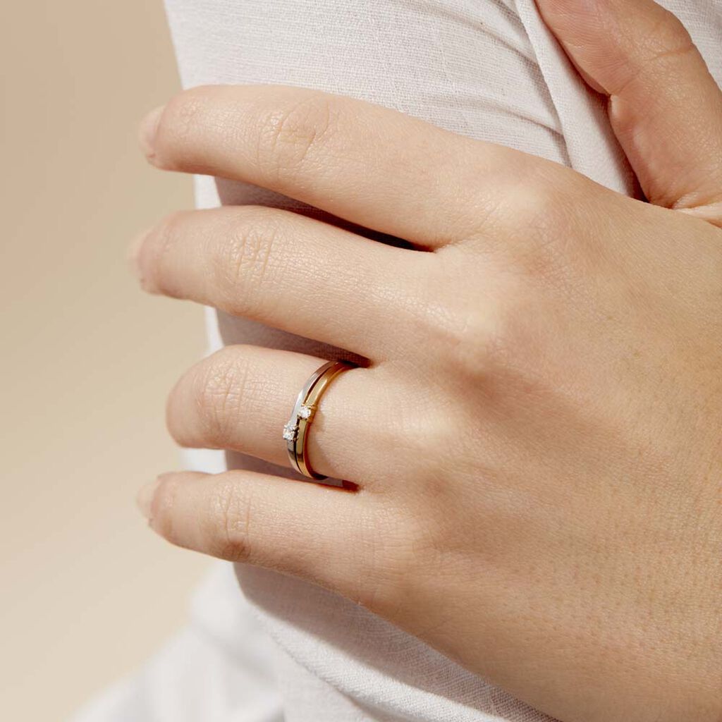 Bague Superposition Or Bicolore Diamant