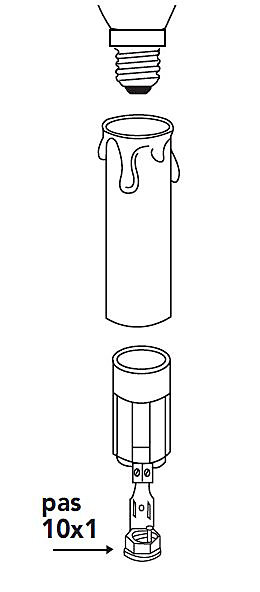Supports bougies E14 2A 250V 60W femelle pas 10x1 H.65mm