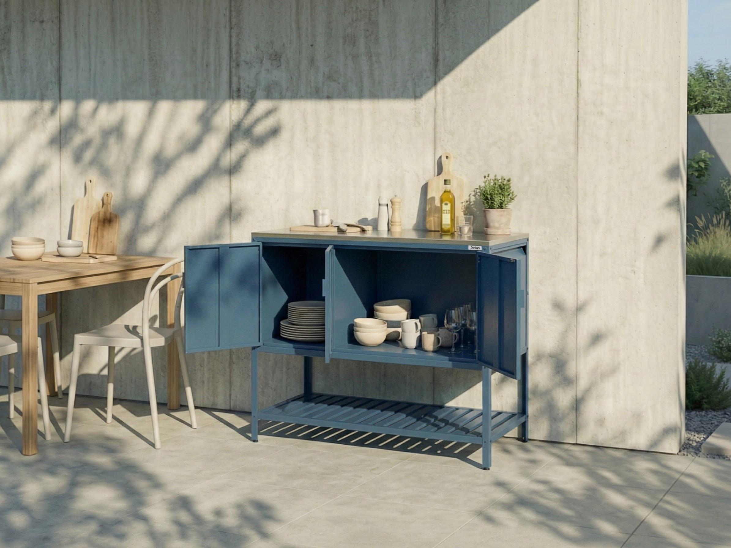 2-delige buitenkeukenset met bartafel MAENZA Metaal Blauw