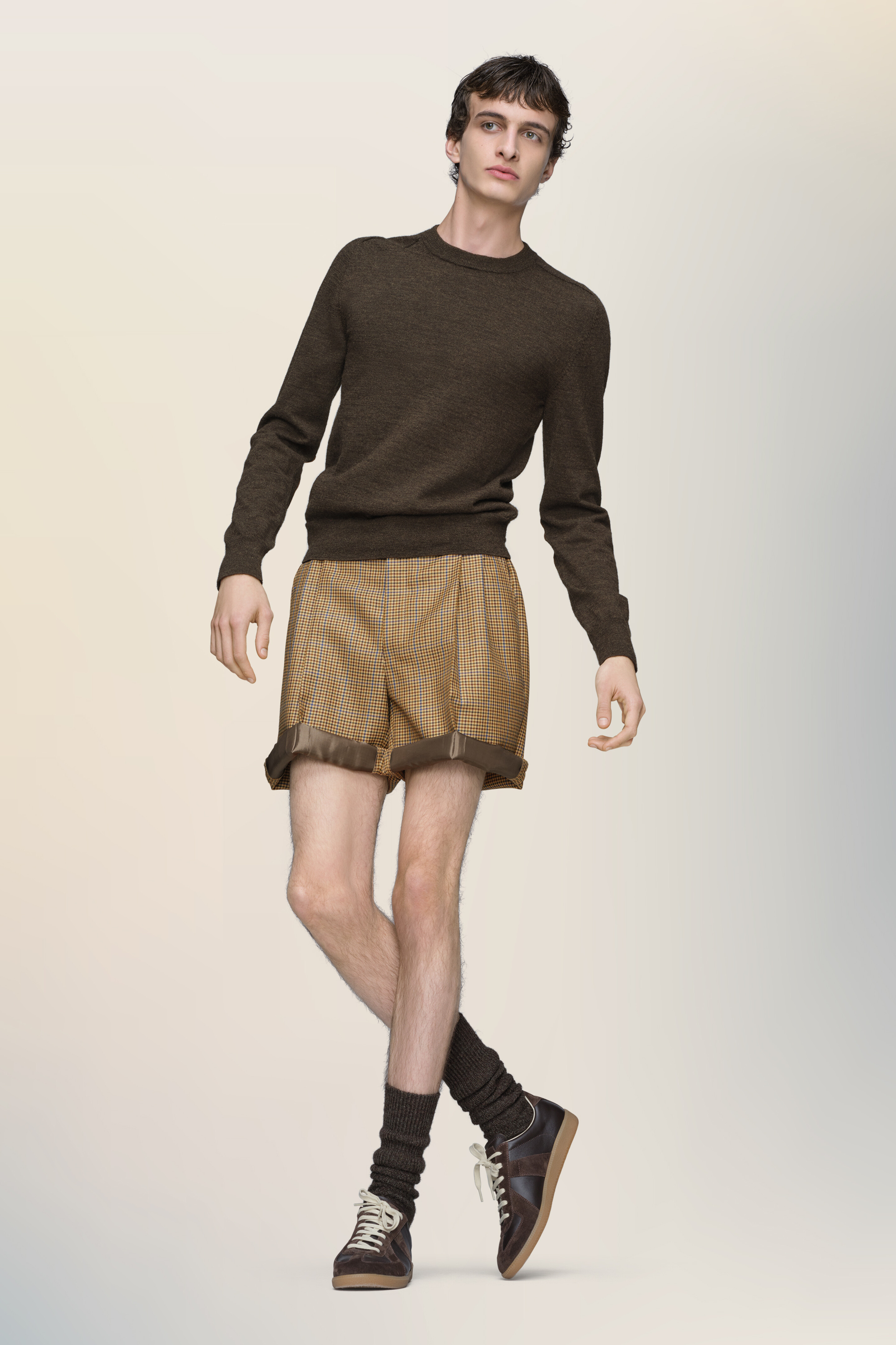 Pull en laine à coudières marron - homme Tapenade