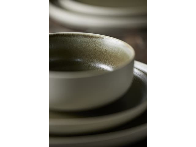 Studio Round Pastaskål Matte white/Matte moss