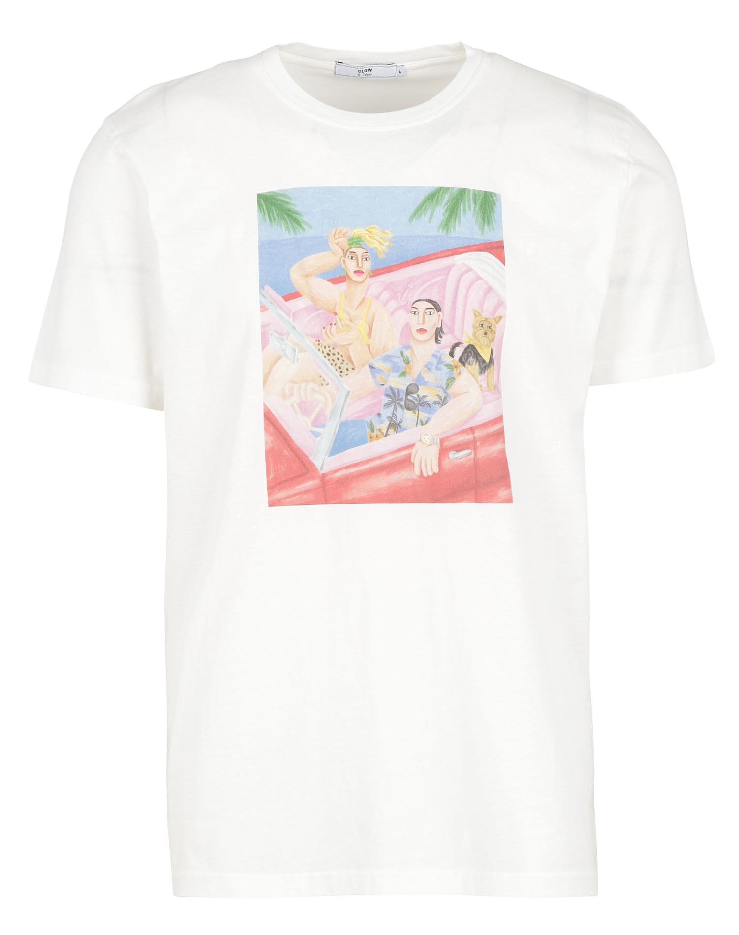 PALAVAS - Tee-shirt col rond regular-fit imprimé en coton bio | Blanc