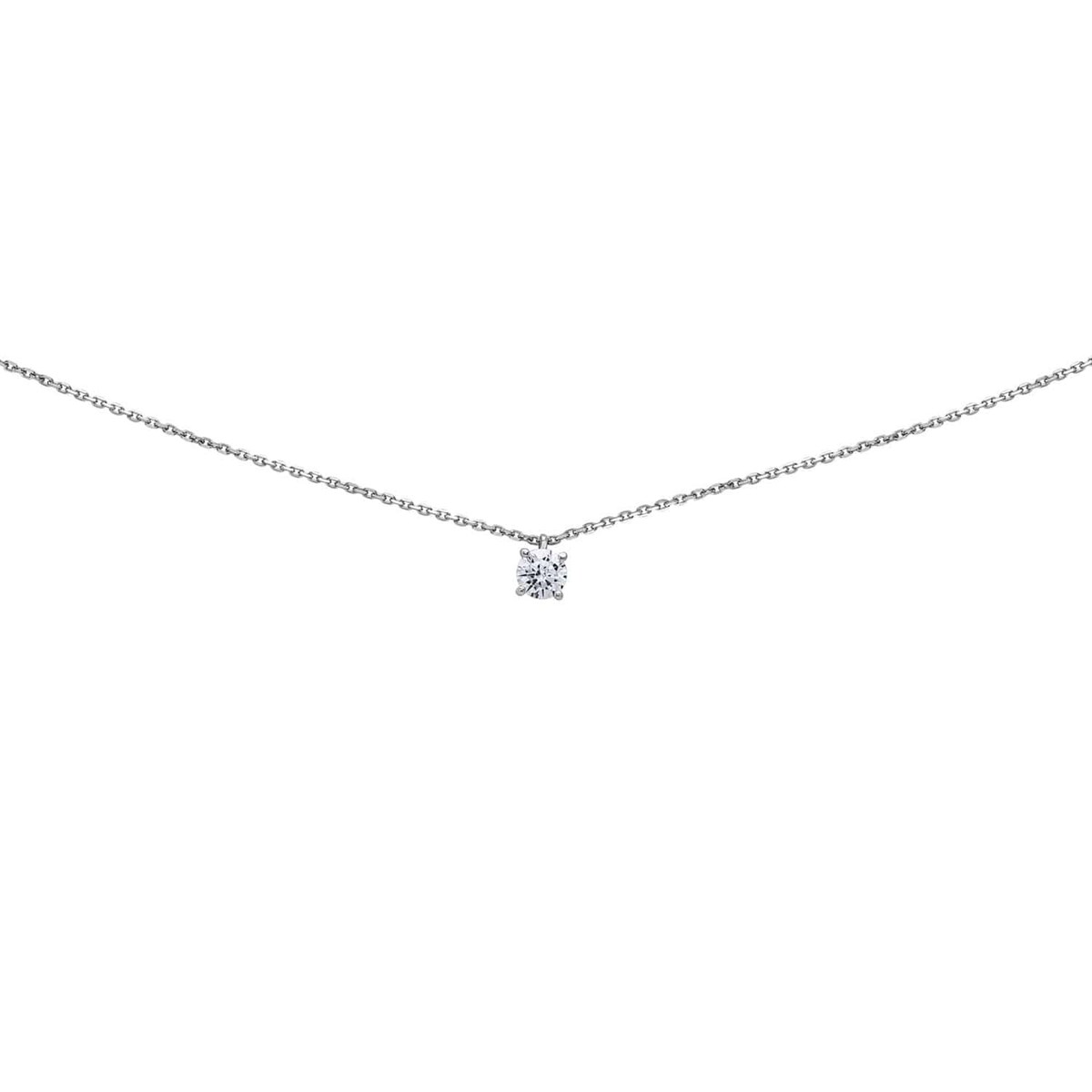 Collier Brillaxis solitaire oxyde or blanc 5 mm