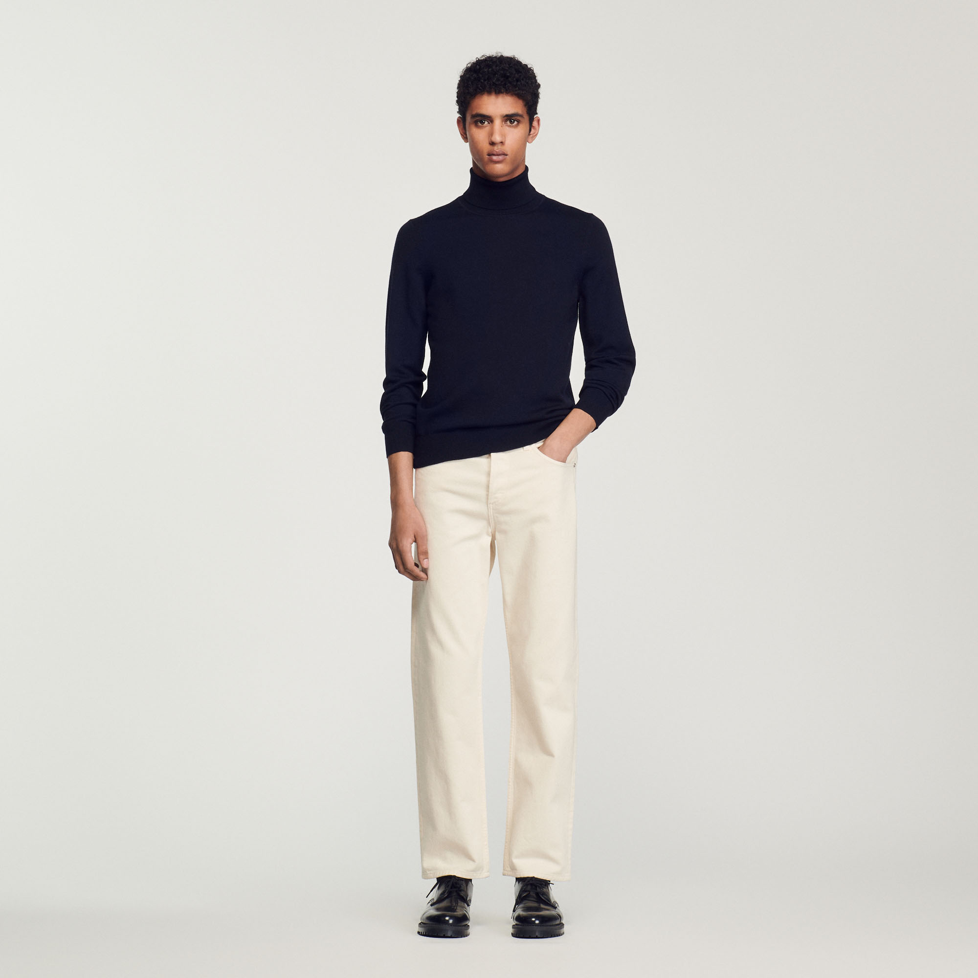 Pull á col roule en laine Homme